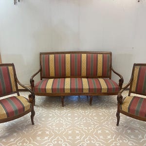 Elegant French-Style Salon Set – Settee & Two Armchairs