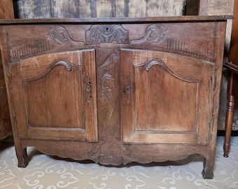 18th‑Century French Flip‑Top Buffet | Antique Carved Sideboard | European Farmhouse Cabinet