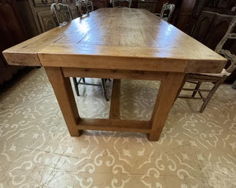 Solid Oak Farmhouse Dining Table | Extra-Long 9.5 ft Rustic Wood Table