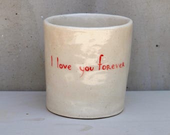Personalized Ceramic Coffee Mug: Handmade Pottery, Custom Text