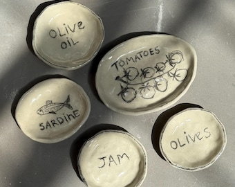 Handmade Ceramic plate/ Jam/ Sardine/ Tomatoes
