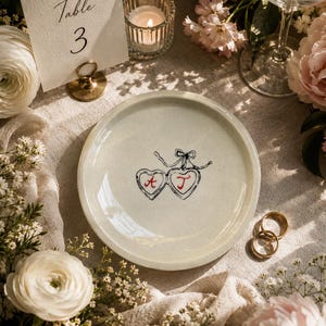 Plato de cerámica personalizado para anillos de boda