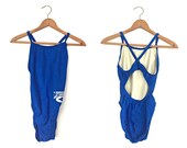 Vintage Speedo Womens Swimsuit - one piece swimsuit - bathing suit - blue swimwear - maillot - Small