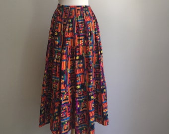 Vintage Boho Maxi Skirt - cotton skirts - summer skirts - Medium