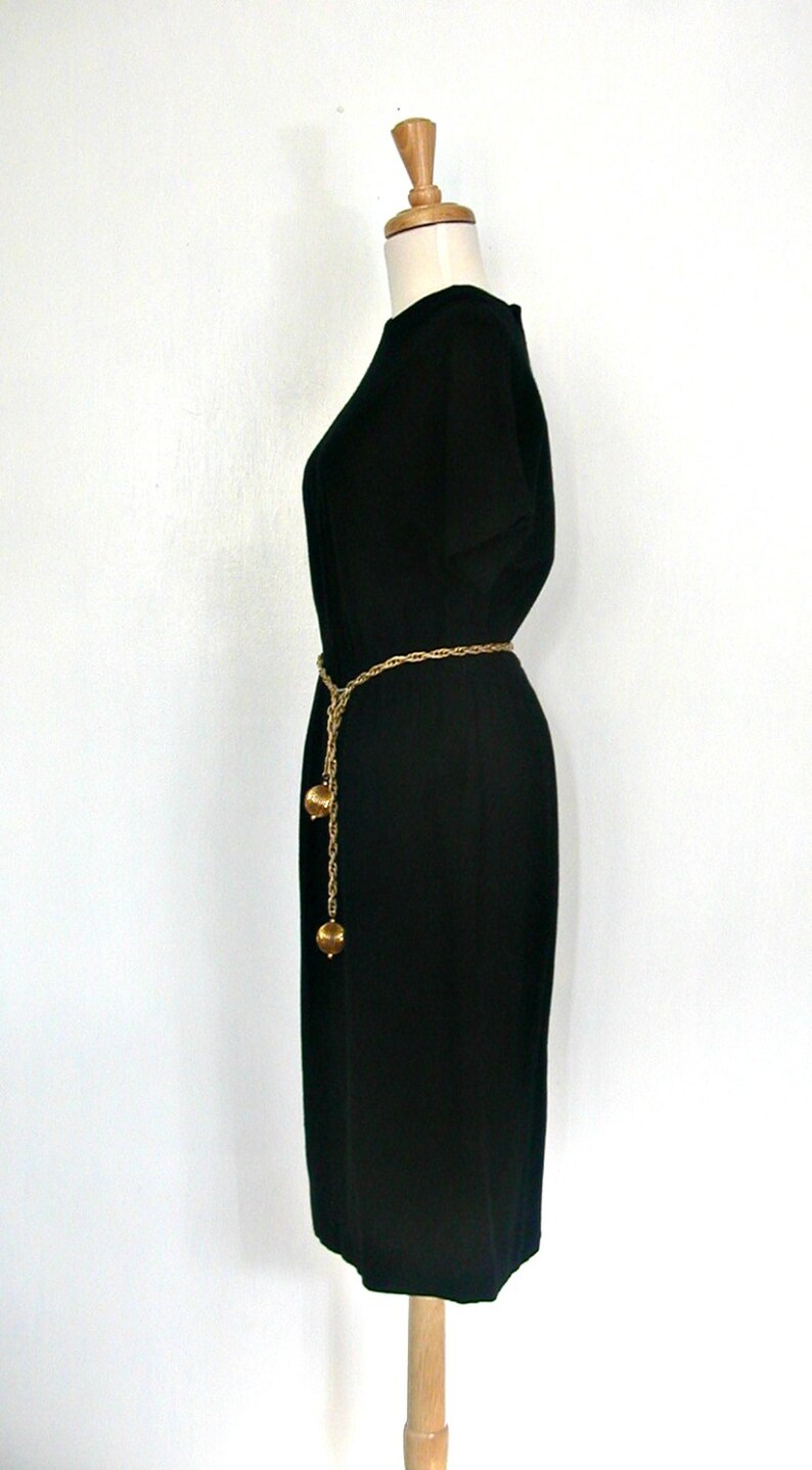 Vintage Little Black Dress 60s sheath dress LBD mad men medium image 3