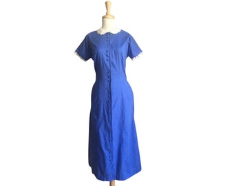 Vintage 1950s Dress - fit and flare - shirt dress - academia - midi - Gay Gibson - medium