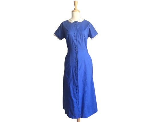 Vintage 1950s Dress - fit and flare - shirt dress… - image 1