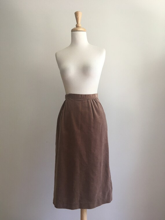 Vintage 70s Velour Skirt - below the knee - acade… - image 1