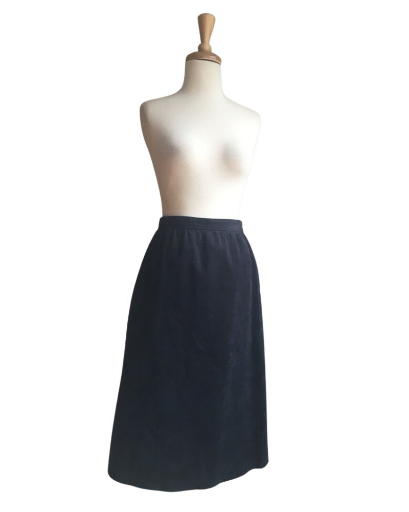 Vintage Black Suede Skirt 80s Skirt Knee Length Aline - Etsy