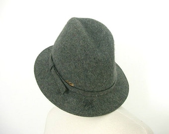 Vintage Fedora Hat - grey fedora - gray wool hat - 60s hat - gangster hat - Mayser - unisex hat - S M