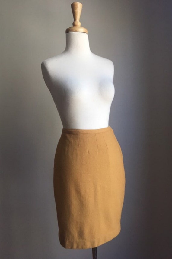 Vintage Mustard Yellow Skirt - above the knee - w… - image 2