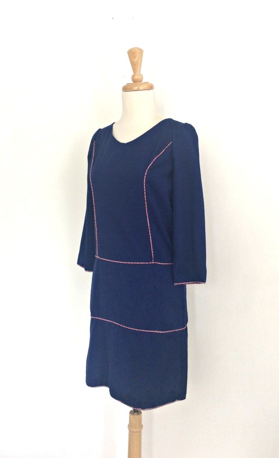 Vintage 60s Mod Dress - drop waist - preppy - lon… - image 3