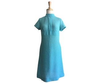 Vintage 1960s Mod Shift Dress - short sleeve - robins egg blue - grunge - riot grrrl - medium