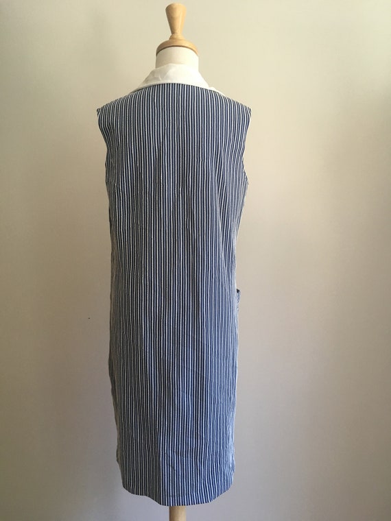 Vintage 70s Blue & White Shift Dress - shirtdress… - image 5