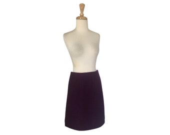 Vintage Purple Wool Skirt - above the knee - a line - Medium