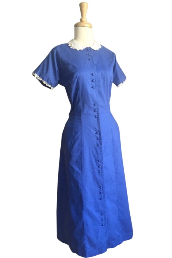 Vintage 1950s Dress - fit and flare - shirt dress… - image 2