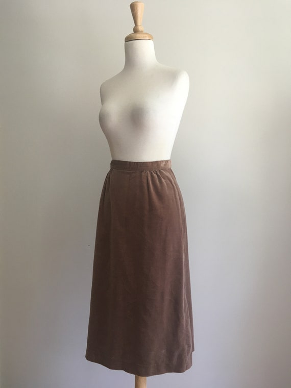 Vintage 70s Velour Skirt - below the knee - acade… - image 3