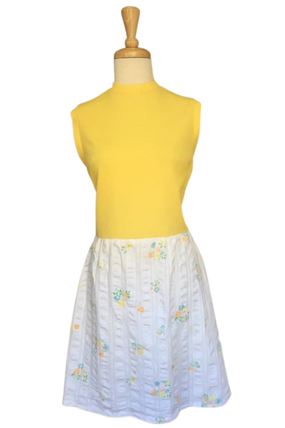 Vintage 60s Mod Mini Dress - yellow sundress - Sh… - image 2