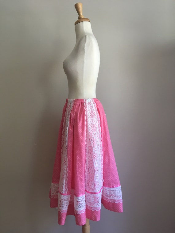Vintage Pink Prairie Skirt - circle skirt - lace … - image 4