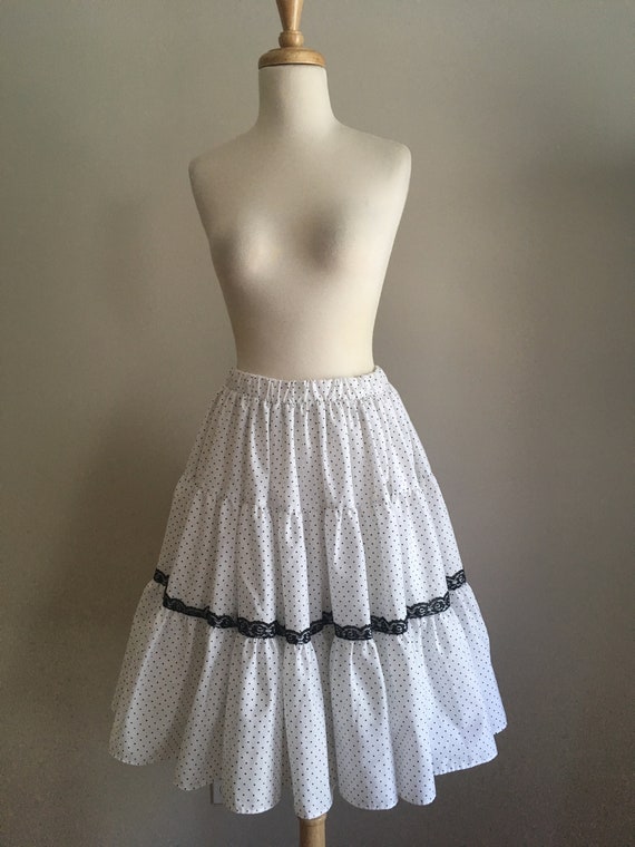 Vintage Polka Dot & Lace Western Skirt - H Bar C … - image 2