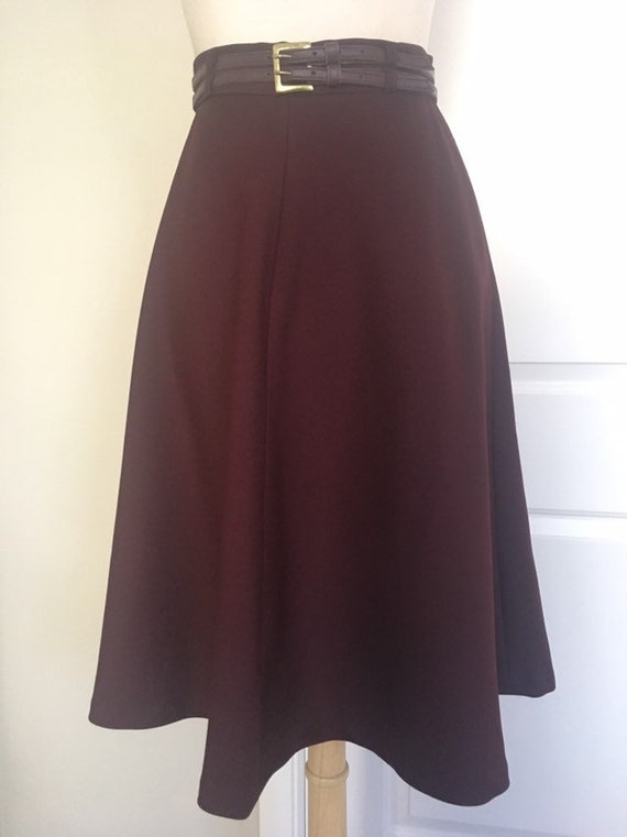 Vintage 70s Purple Skirt - aline midi - belted - … - image 2