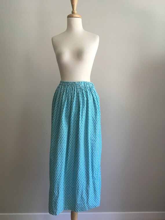 Vintage Polka Dot Maxi Skirt - elastic waist  - l… - image 2