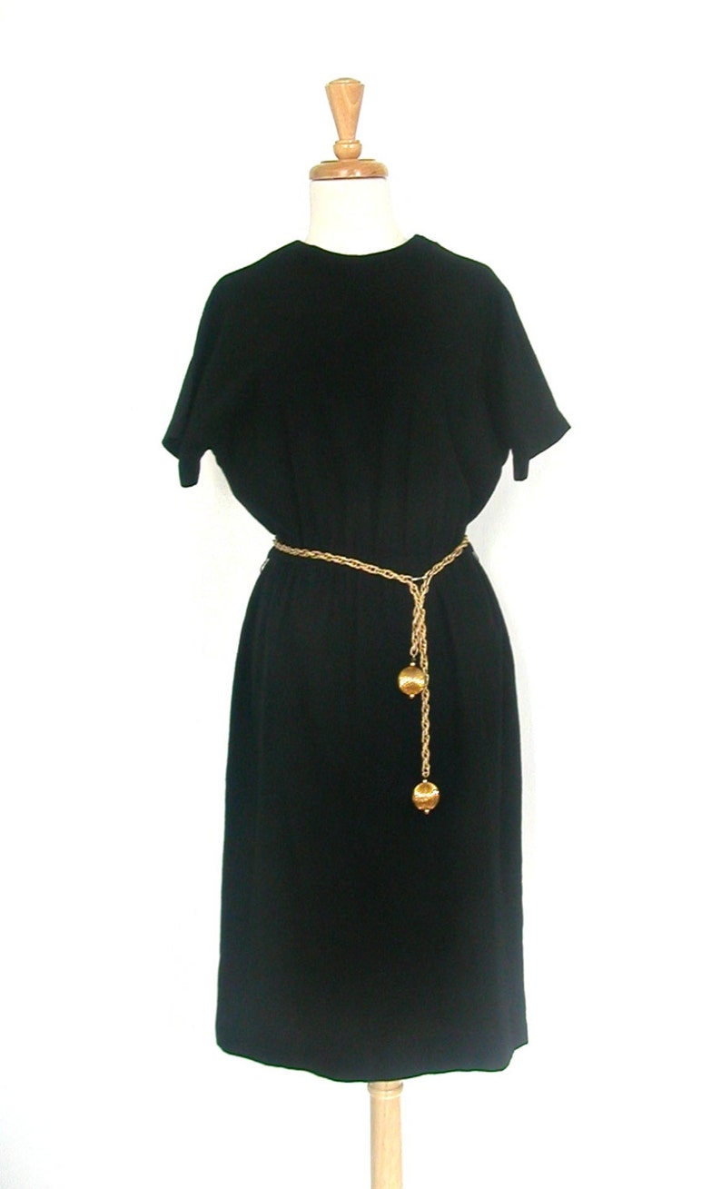 Vintage Little Black Dress 60s sheath dress LBD mad men medium image 2