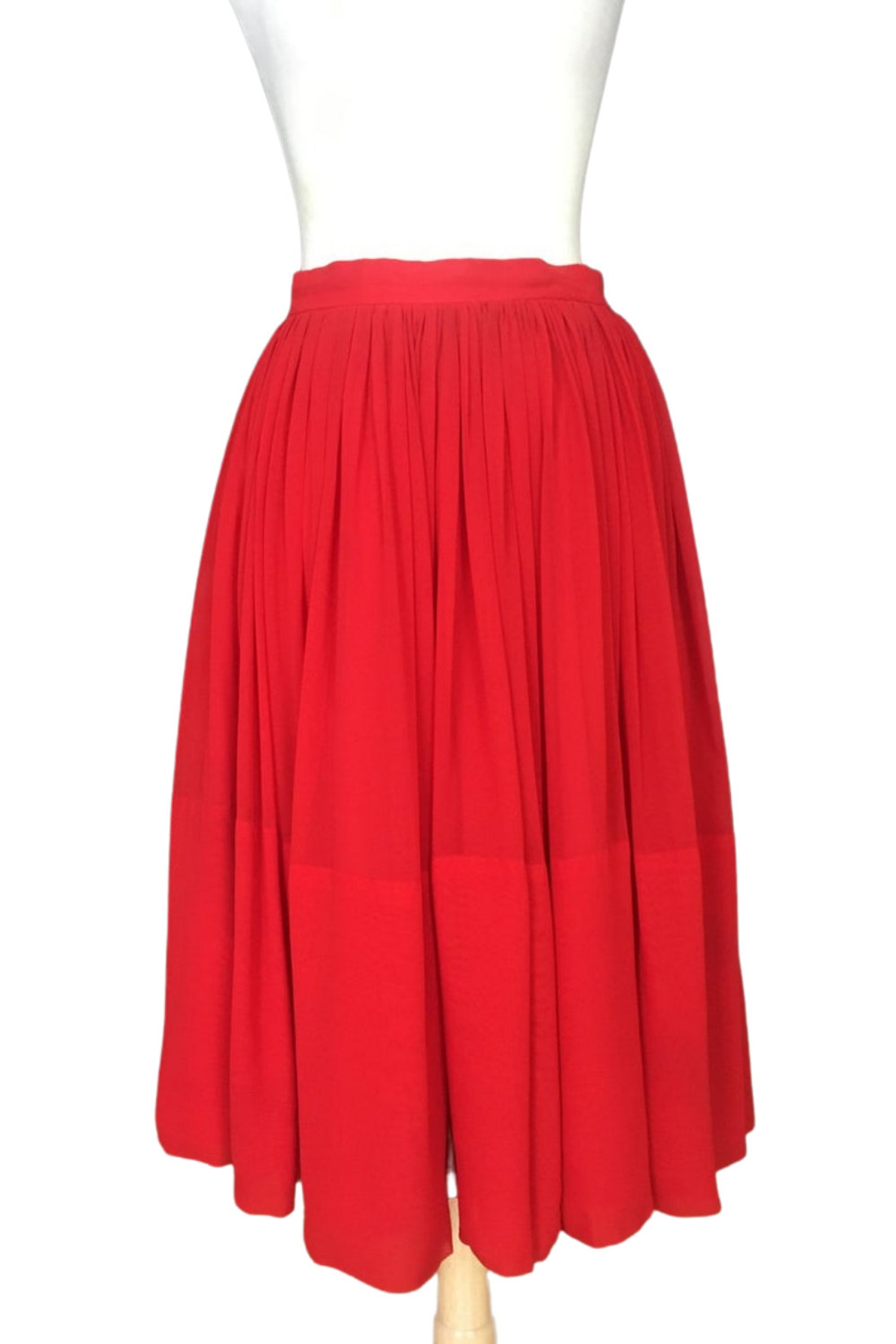 Vintage Red Tulle Skirt Circle Skirt Below Knee Academia Etsy