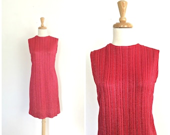 Vintage Red Dress - sleeveless shift - knee length - Joyce Sportswear - S M