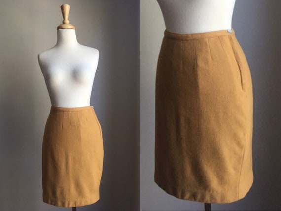 Vintage Mustard Yellow Skirt - above the knee - w… - image 1