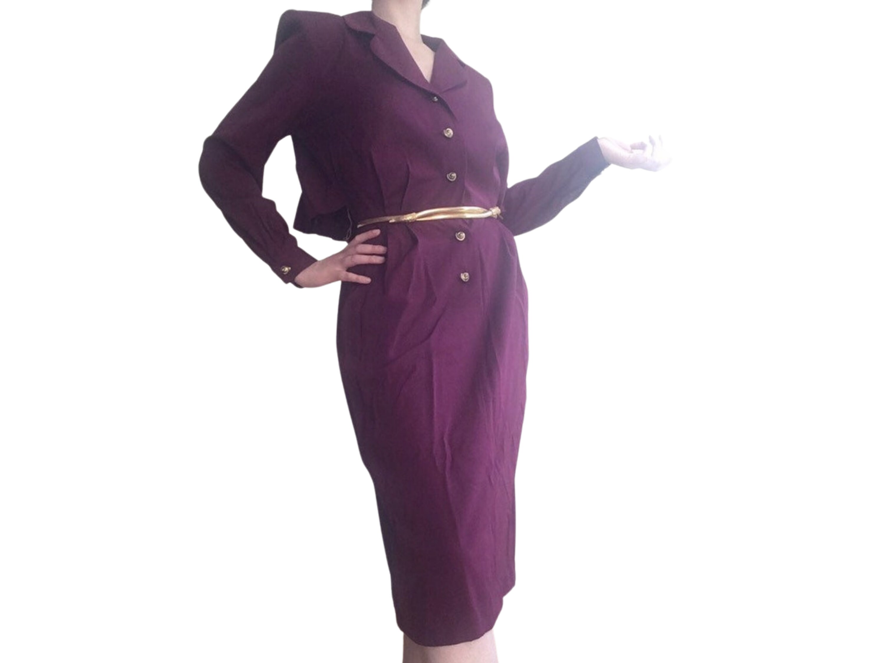 Vintage 80s Purple Shirtwaist Dress 