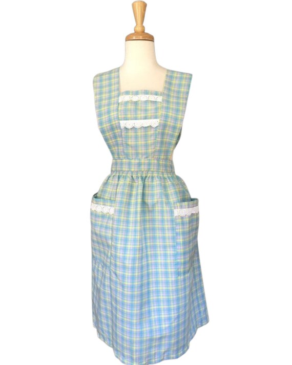 Vintage Pinafore Dress - apron dress - plaid - ju… - image 3