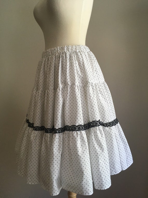 Vintage Polka Dot & Lace Western Skirt - H Bar C … - image 4