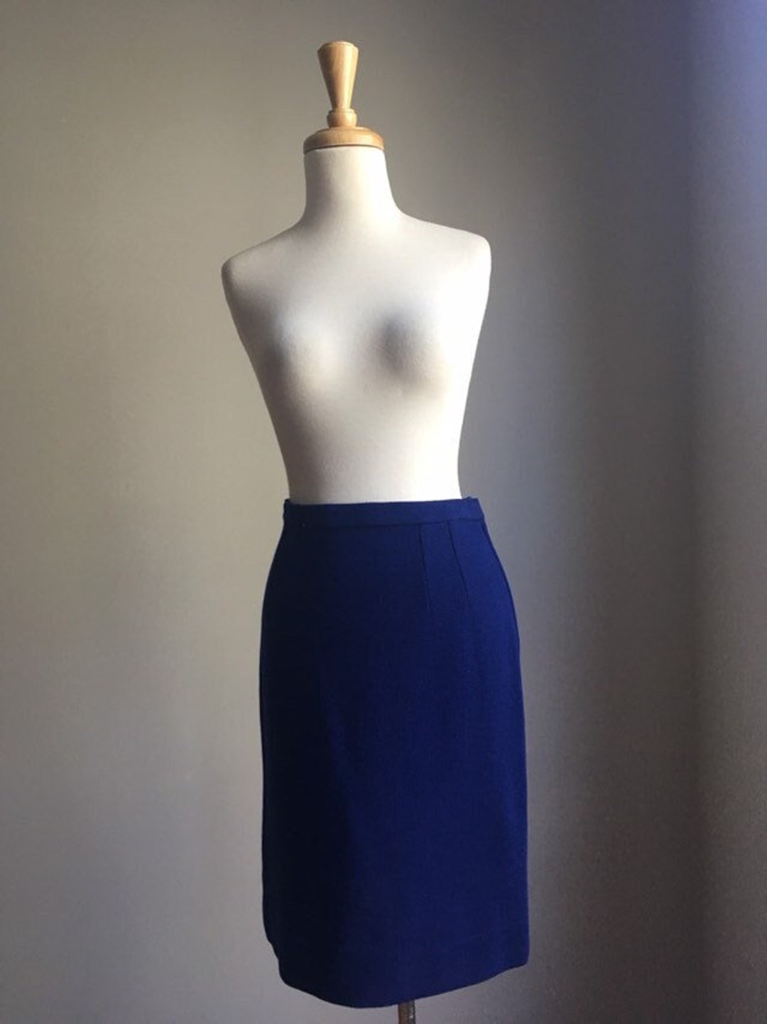 Vintage Navy Blue Skirt Women's Work Wear Wool Knee Length Medium - Etsy