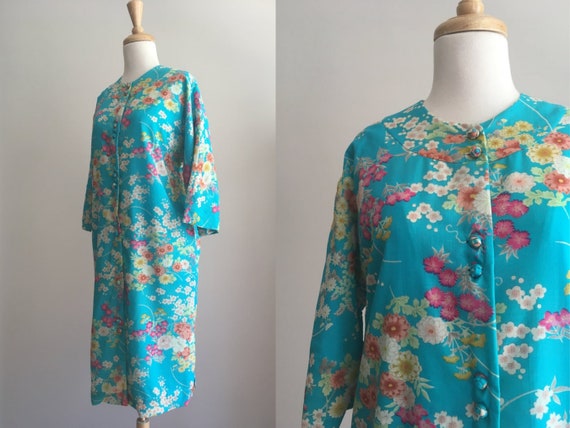 Vintage Floral House Coat - night gown - Japanese… - image 1