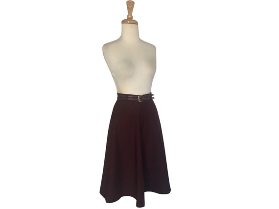 Vintage 70s Purple Skirt - aline midi - belted - … - image 1