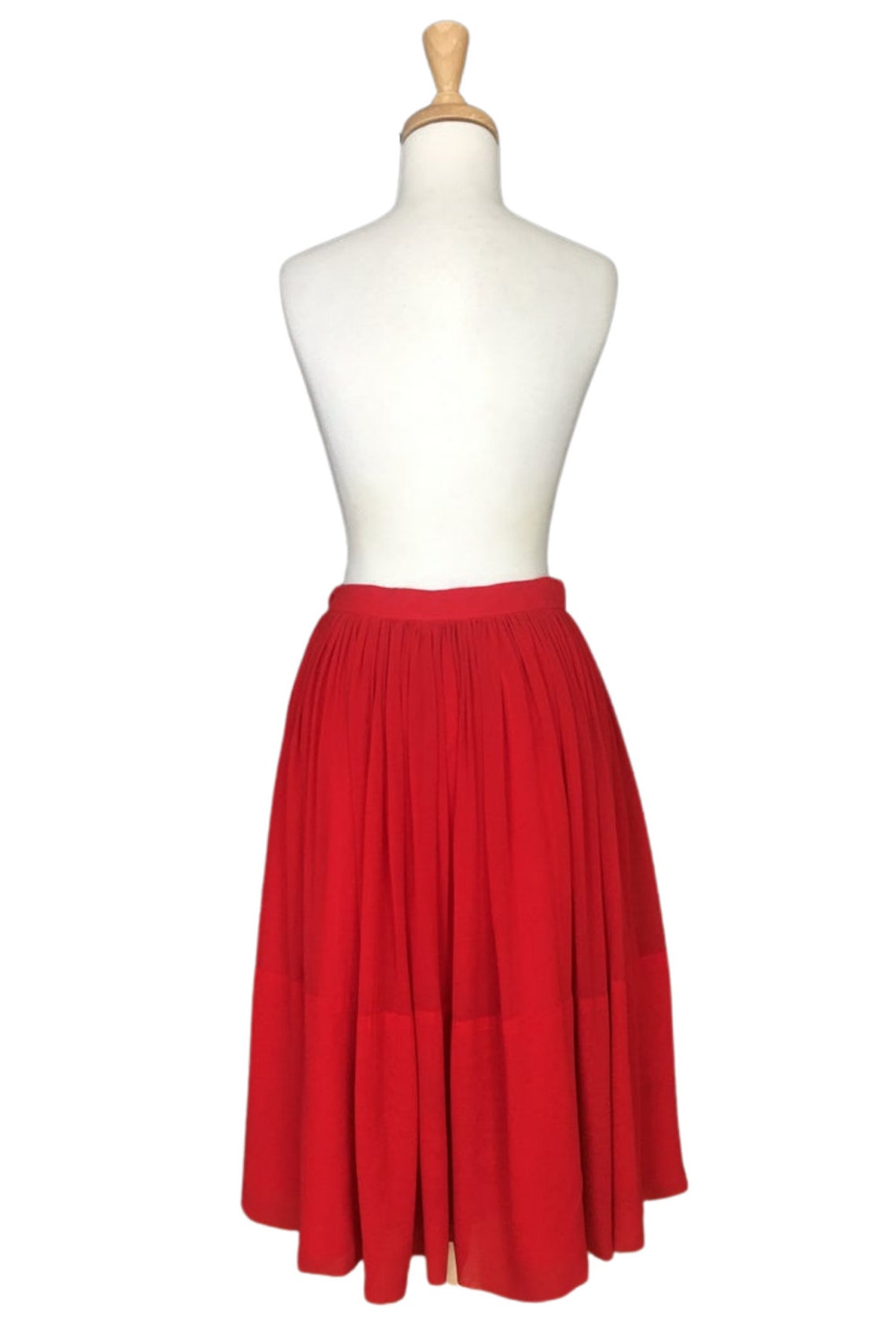 Vintage Red Tulle Skirt Circle Skirt Below Knee Academia Etsy