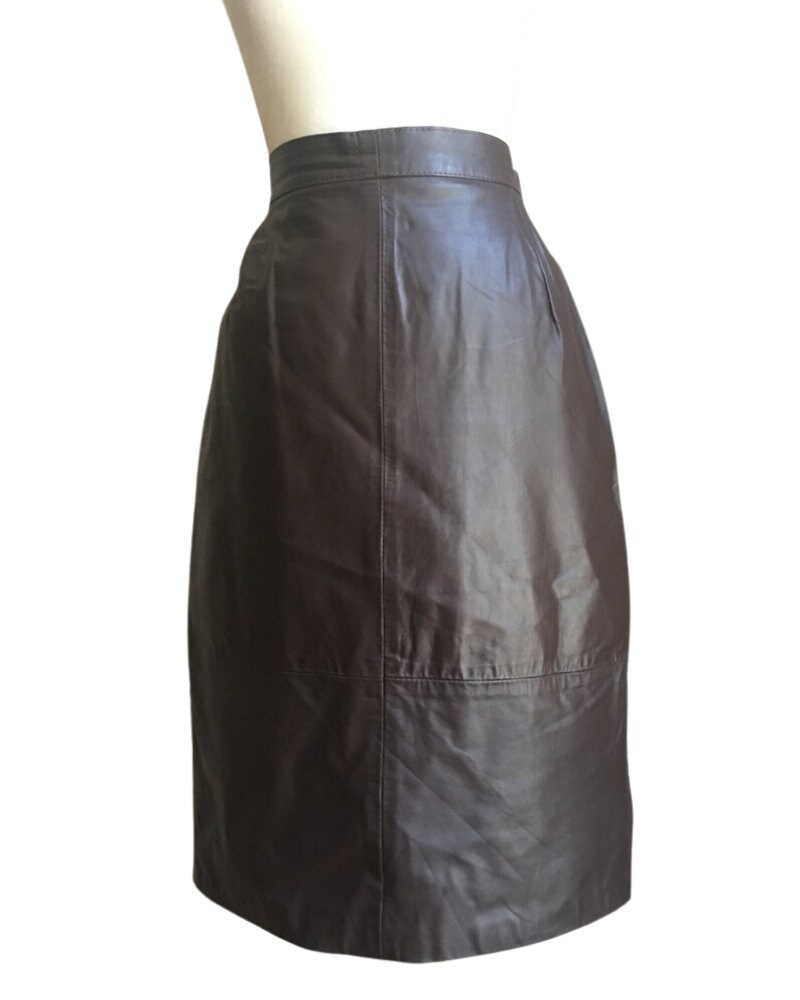 Vintage Brown Leather Skirt Pencil Skirt Below Knee - Etsy