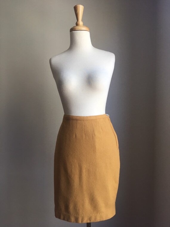 Vintage Mustard Yellow Skirt - above the knee - w… - image 3