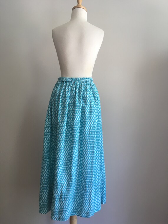 Vintage Polka Dot Maxi Skirt - elastic waist  - l… - image 6