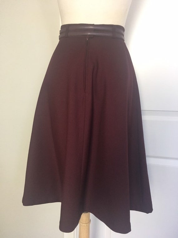 Vintage 70s Purple Skirt - aline midi - belted - … - image 8