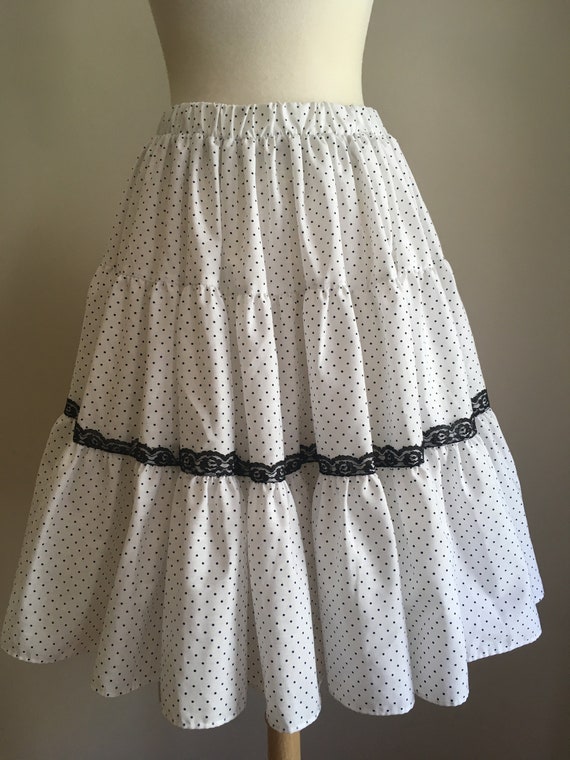 Vintage Polka Dot & Lace Western Skirt - H Bar C … - image 3