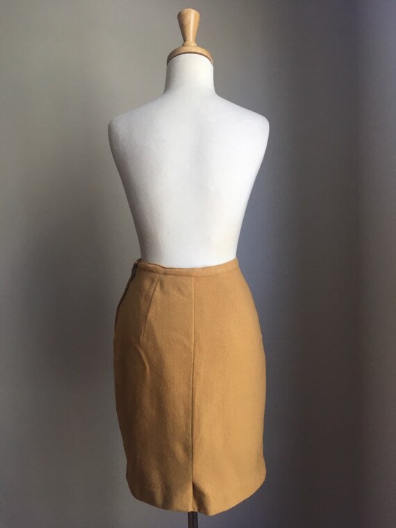 Vintage Mustard Yellow Skirt - above the knee - w… - image 7