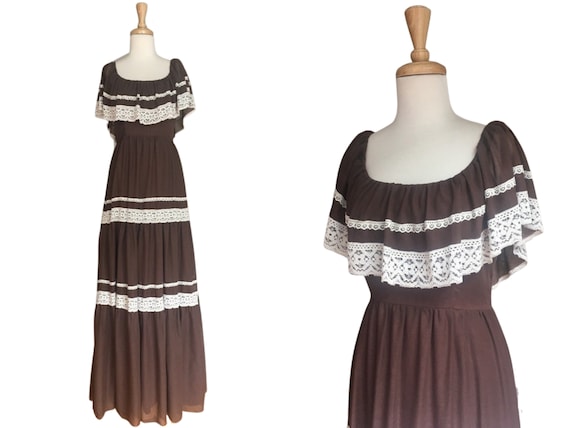 chinese dress ladies Balcony Moment Brown Linen Midi Dress | Trendy Women's Dress