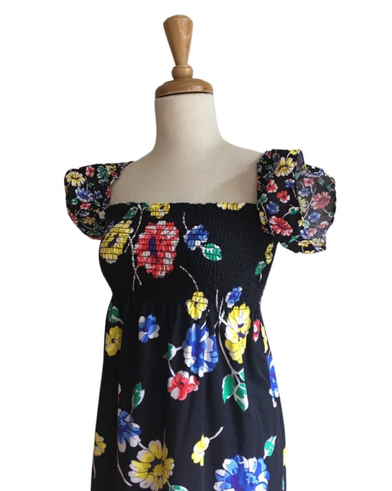 Vintage Off The Shoulder Floral Sundress - peasan… - image 2