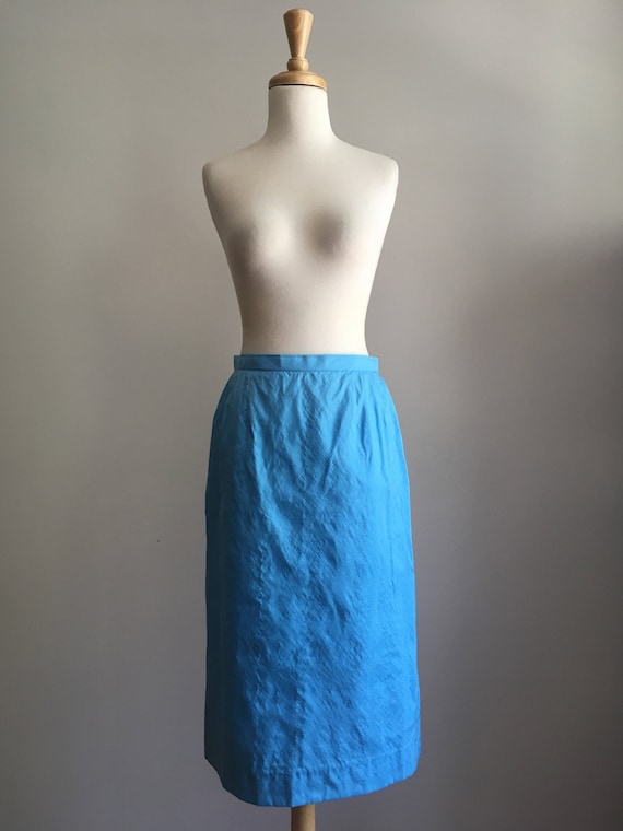 Vintage Powder Blue Pencil Skirt - Small - Medium