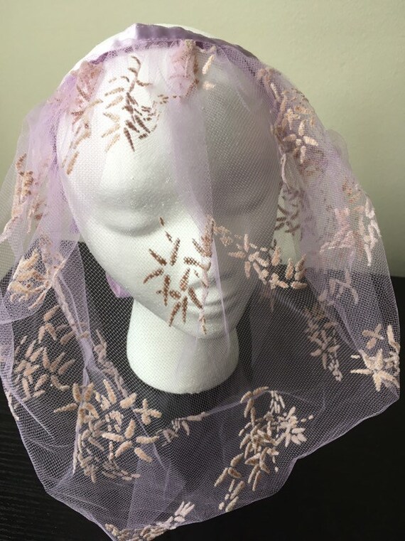 Vintage 1960s Lavender Veil - birdcage - bridal h… - image 9
