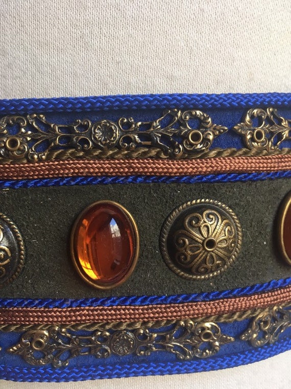 Vintage Jeweled Statement Belt tribal belt bronze… Gem
