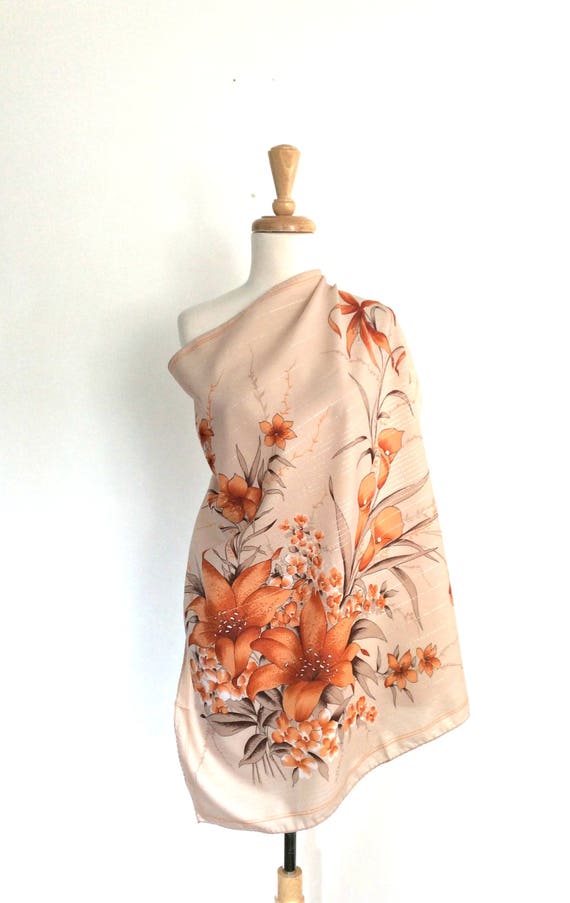 Vintage Floral Scarf - metallic scarf - large squa