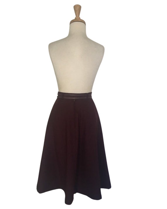Vintage 70s Purple Skirt - aline midi - belted - … - image 6